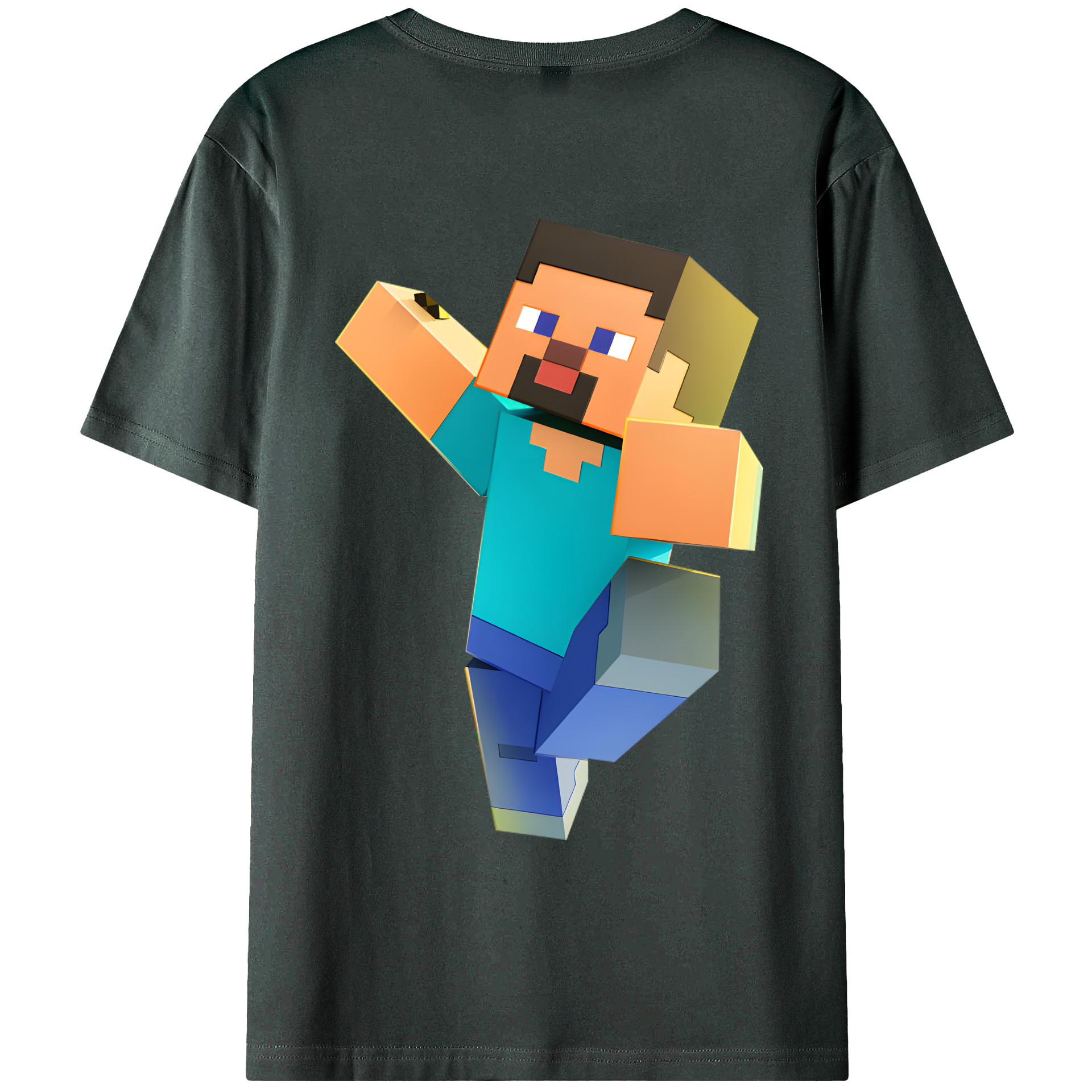（画像用） マインクラフト ブロックの世界 Minecraft MC Block world 綿100％ メンズ半袖Tシャツ（バックプリント） 通気性